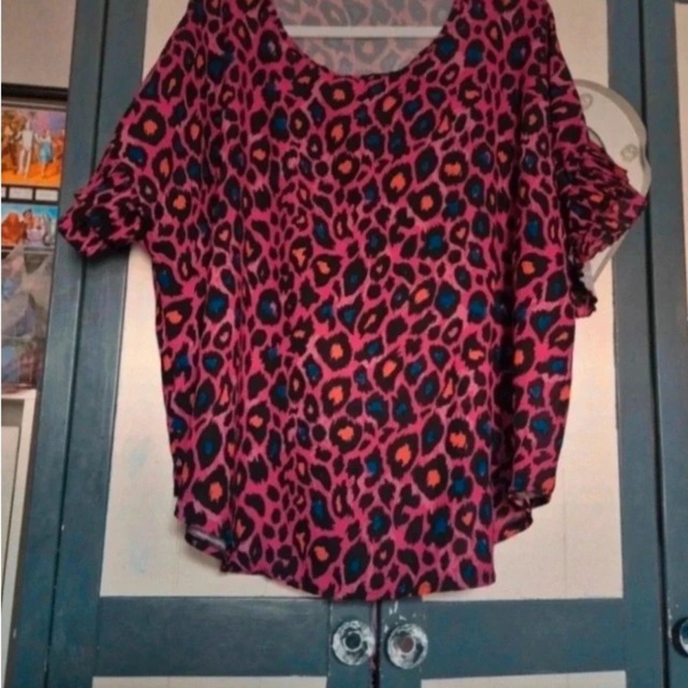 H&M Vibrant Leopard Print Blouse in Pink and Black